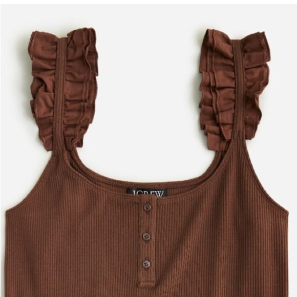 J. Crew Vintage Rib Scrunchie strap 
henley tank top - Picture 2 of 10